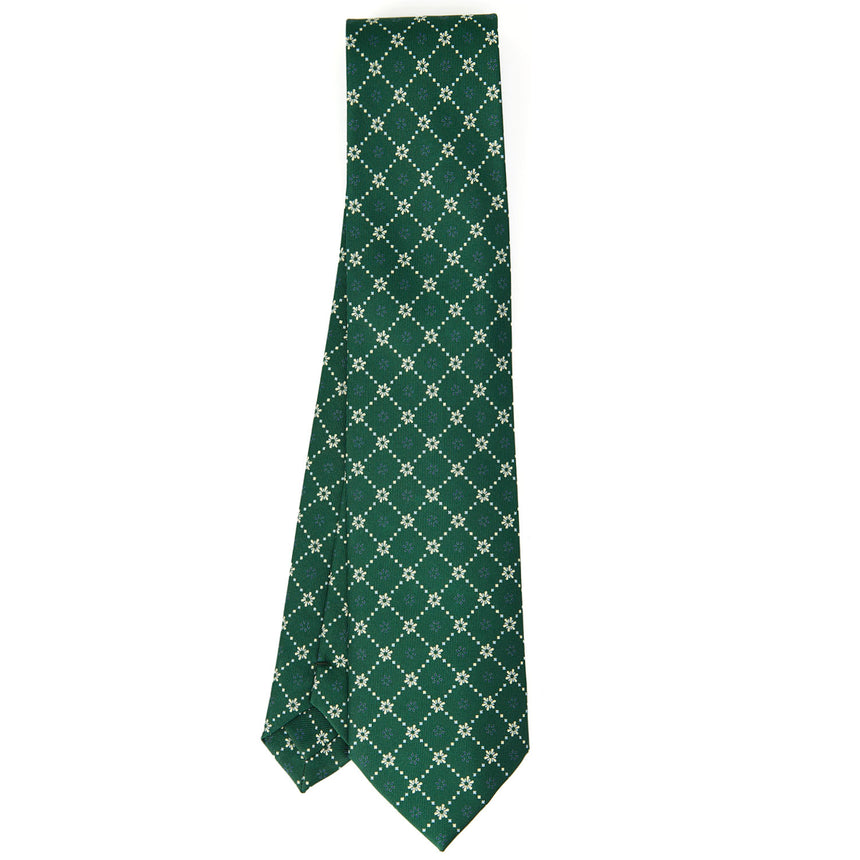 CRAVATTA SARTORIALE IN SETA STAMPATA VERDE SCURO