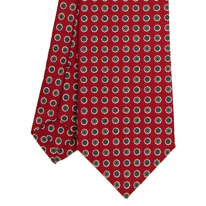 CRAVATTA SARTORIALE IN SETA STAMPATA BORDEAUX