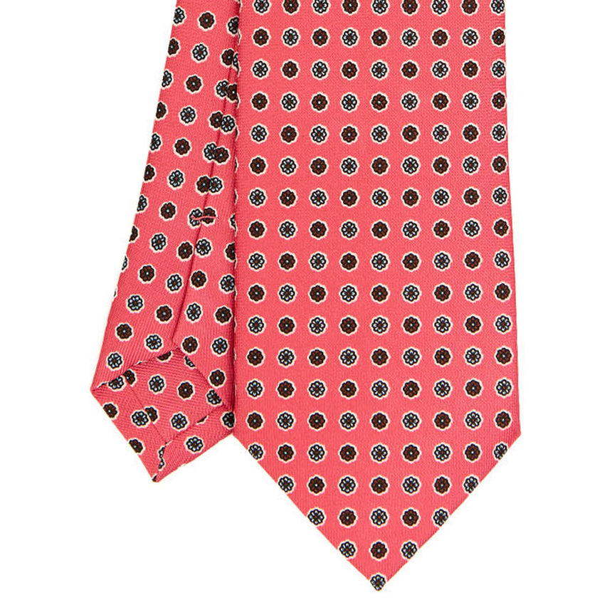 CRAVATTA SARTORIALE IN SETA STAMPATA ROSA
