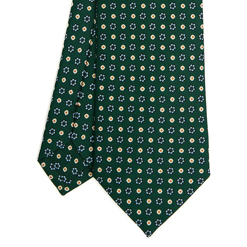 CRAVATTA SARTORIALE IN SETA STAMPATA VERDE SCURO
