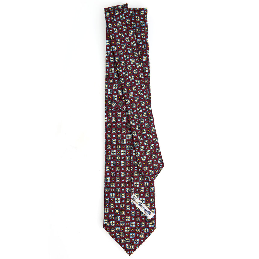 CRAVATTA SARTORIALE IN SETA STAMPATA BORDEAUX