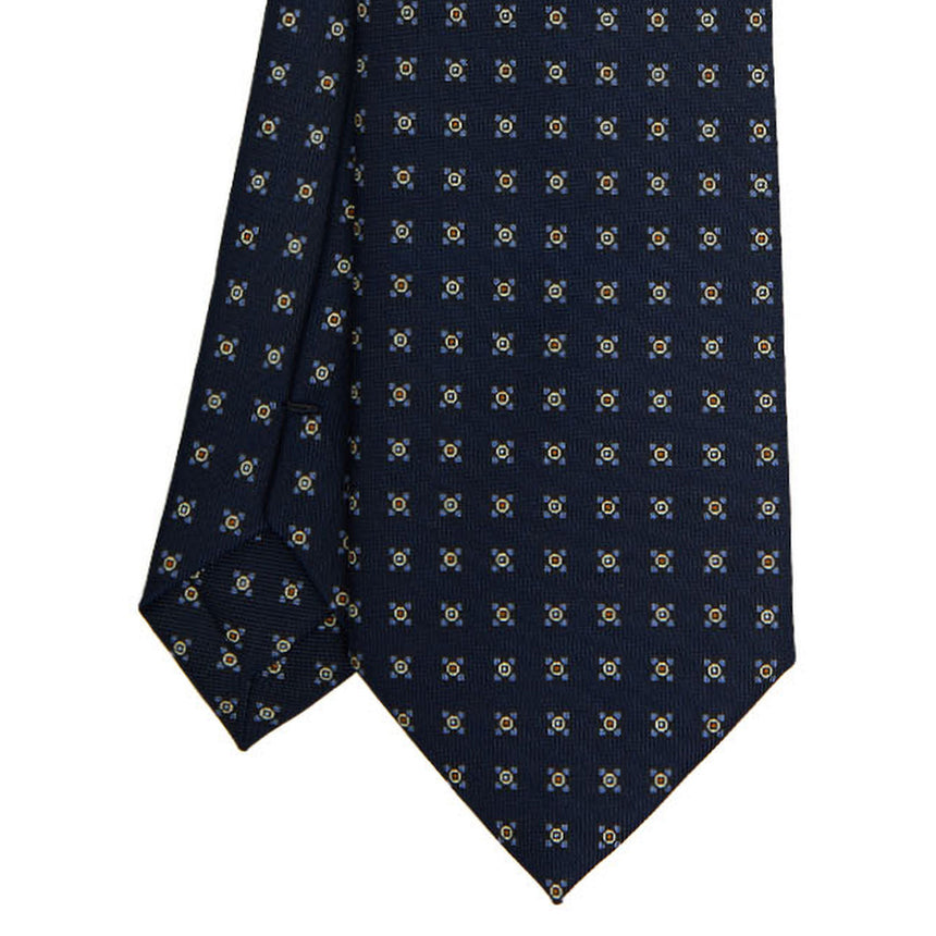DARK BLUE SARTORIAL PRINTED SILK TIE