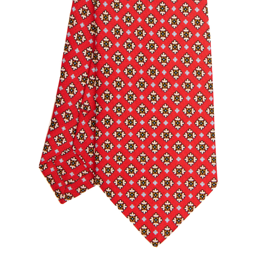 RED SARTORIAL PRINTED SILK TIE