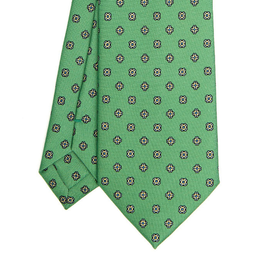 CRAVATTA SARTORIALE IN SETA STAMPATA VERDE