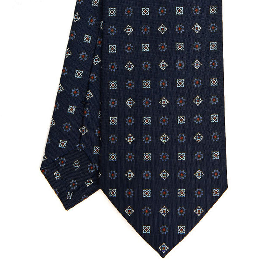 DARK BLUE SARTORIAL PRINTED SILK TIE