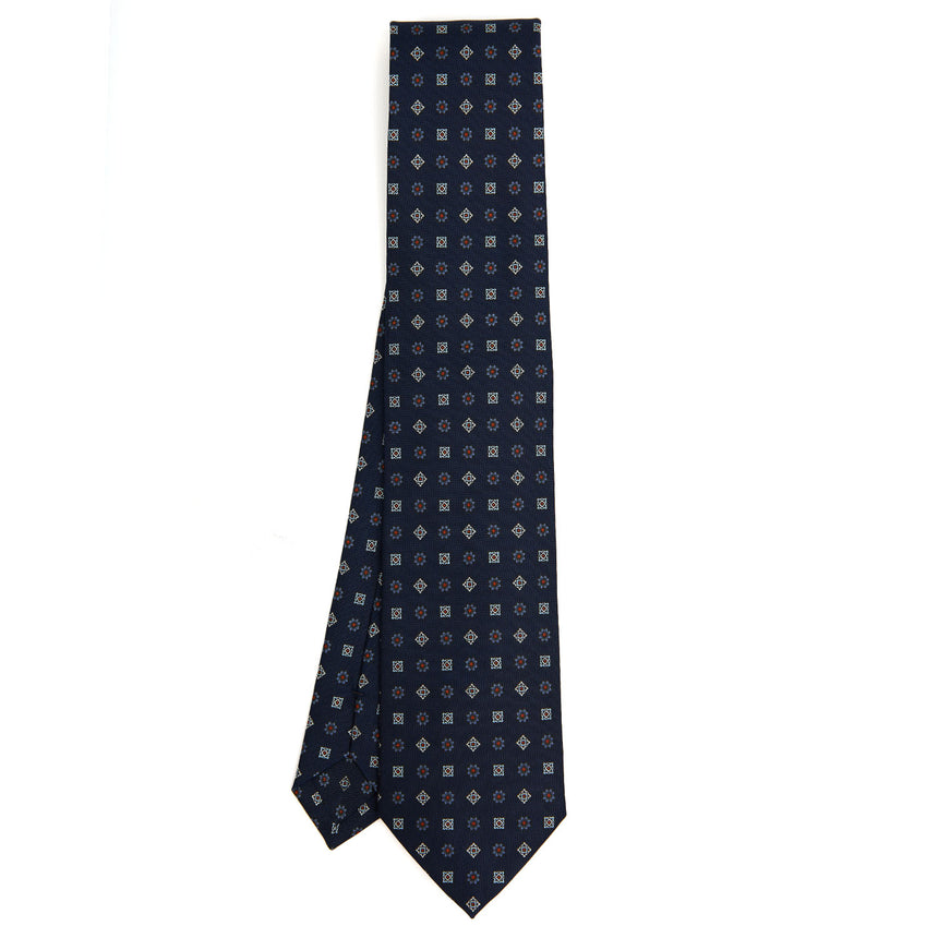 DARK BLUE SARTORIAL PRINTED SILK TIE