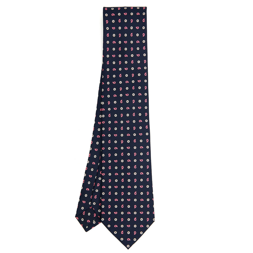DARK BLUE SARTORIAL PRINTED SILK TIE