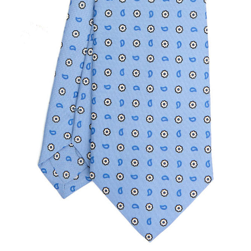 LIGHT BLUE SARTORIAL PRINTED SILK TIE
