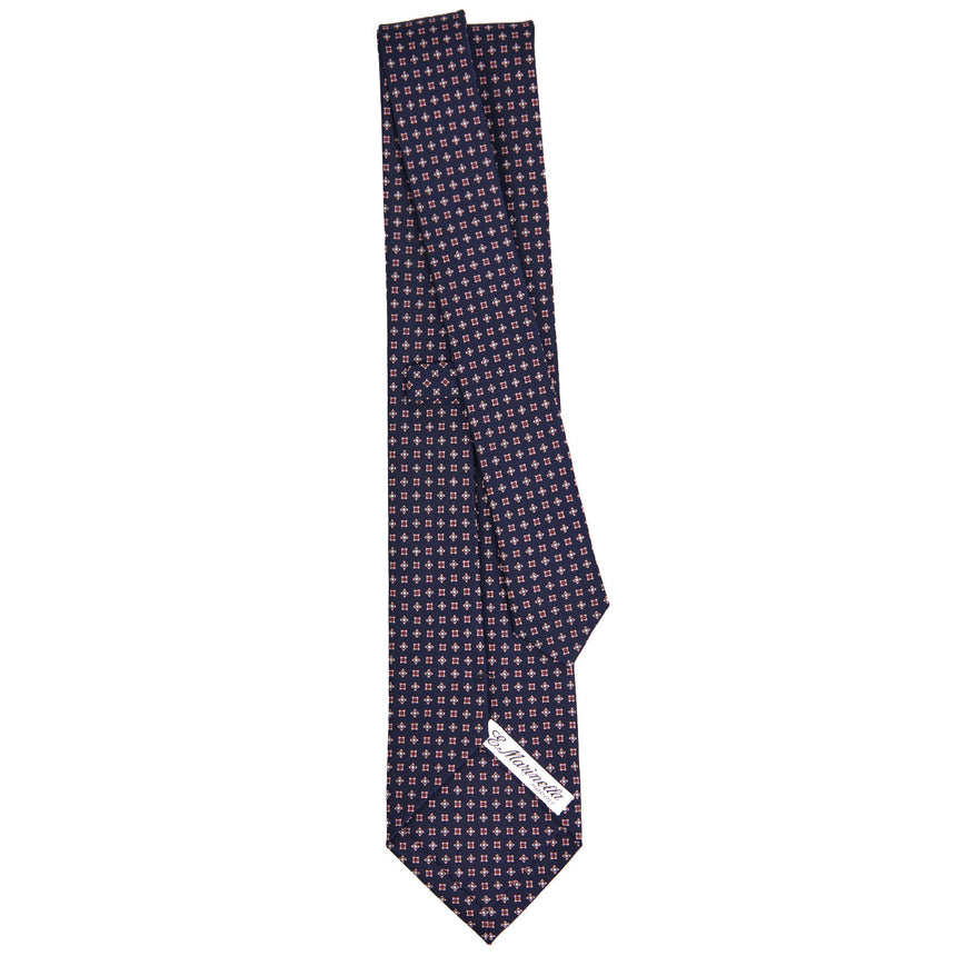 CRAVATTA SARTORIALE IN SETA STAMPATA BLU SCURO