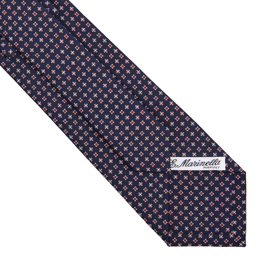 CRAVATTA SARTORIALE IN SETA STAMPATA BLU SCURO