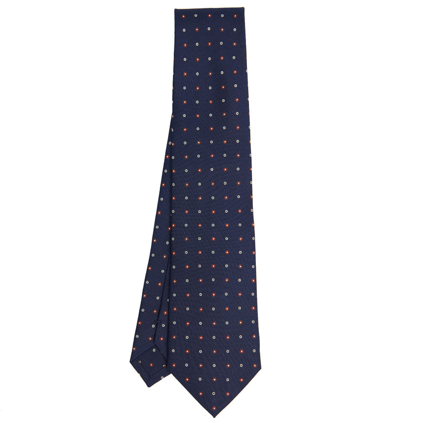 CRAVATTA SARTORIALE IN SETA STAMPATA BLU SCURO