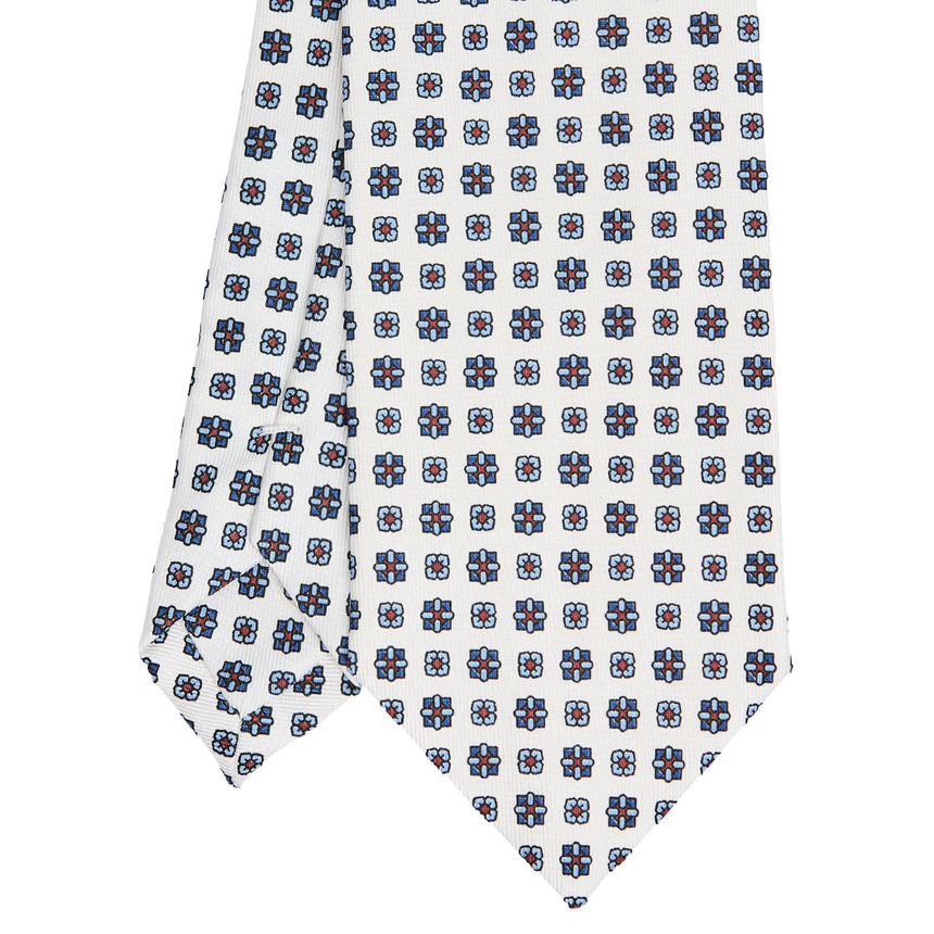 WHITE SARTORIAL PRINTED SILK TIE