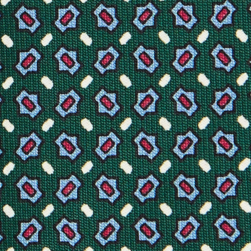 CRAVATTA SARTORIALE IN SETA STAMPATA VERDE SCURO