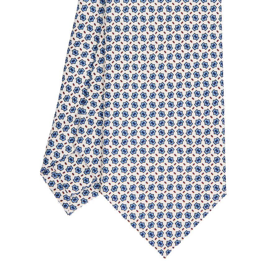 WHITE SARTORIAL PRINTED SILK TIE