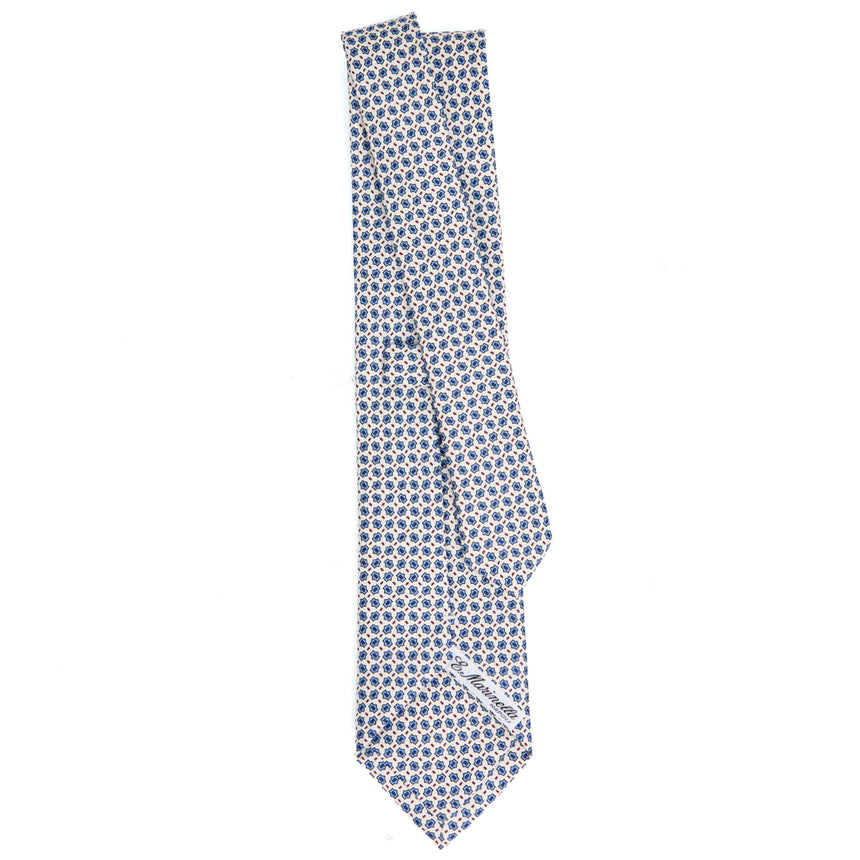 WHITE SARTORIAL PRINTED SILK TIE