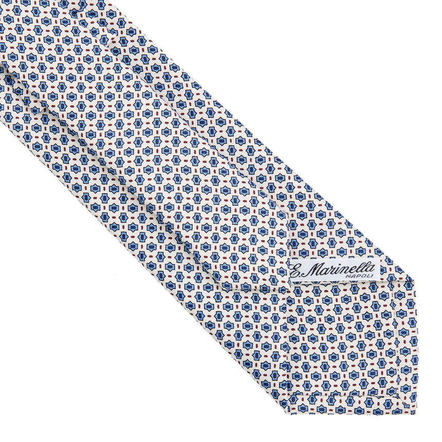 WHITE SARTORIAL PRINTED SILK TIE