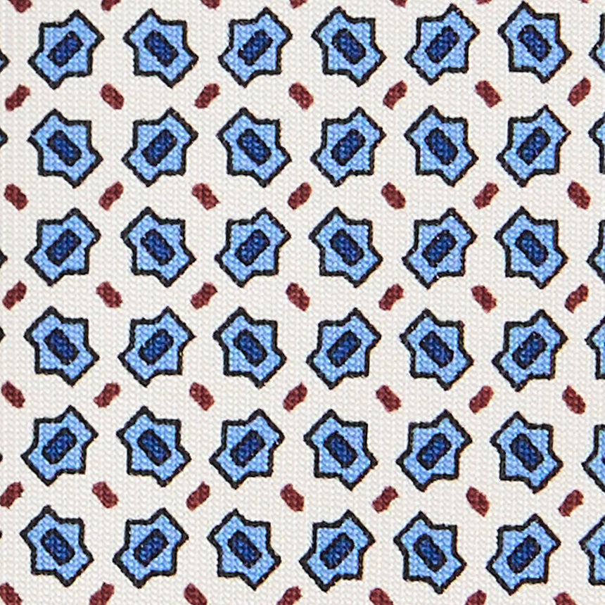 WHITE SARTORIAL PRINTED SILK TIE