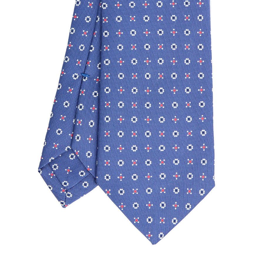 CRAVATTA SARTORIALE IN SETA STAMPATA AZZURRO POLVERE