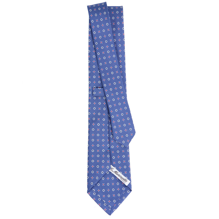 CRAVATTA SARTORIALE IN SETA STAMPATA AZZURRO POLVERE