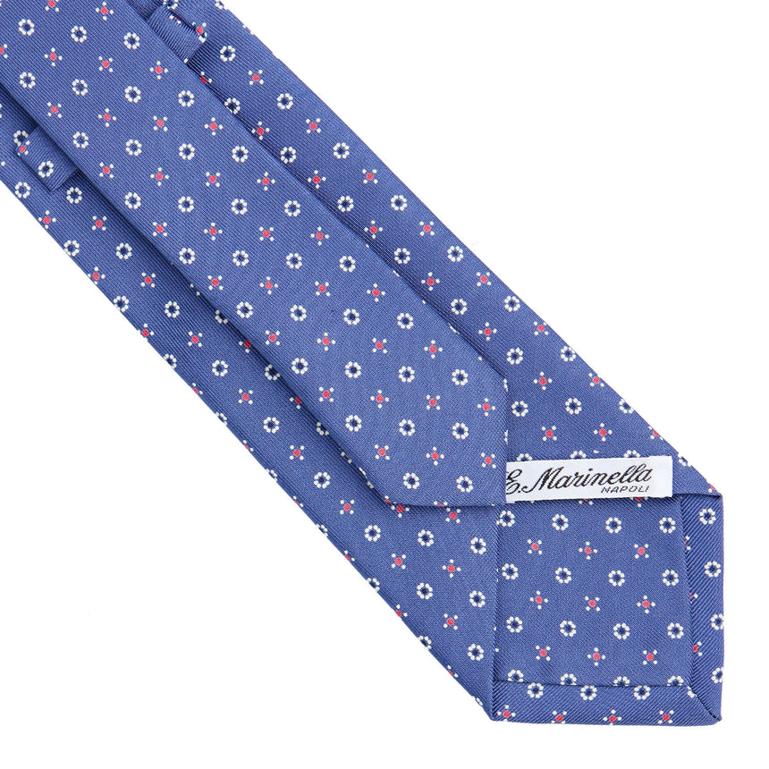 CRAVATTA SARTORIALE IN SETA STAMPATA AZZURRO POLVERE