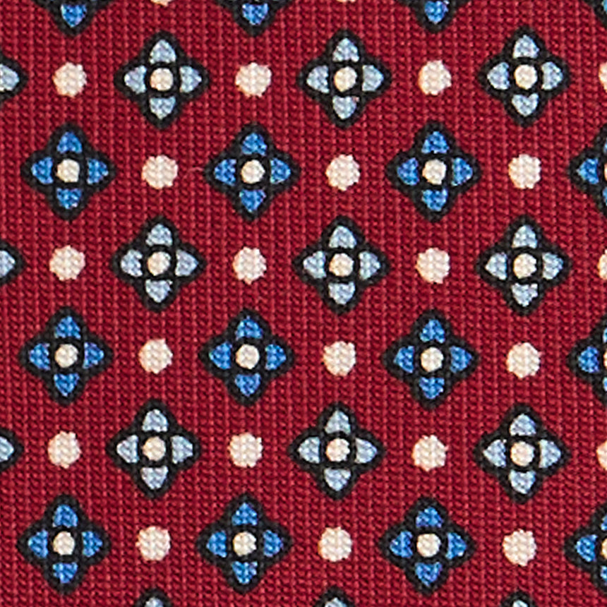 CRAVATTA SARTORIALE IN SETA STAMPATA BORDEAUX