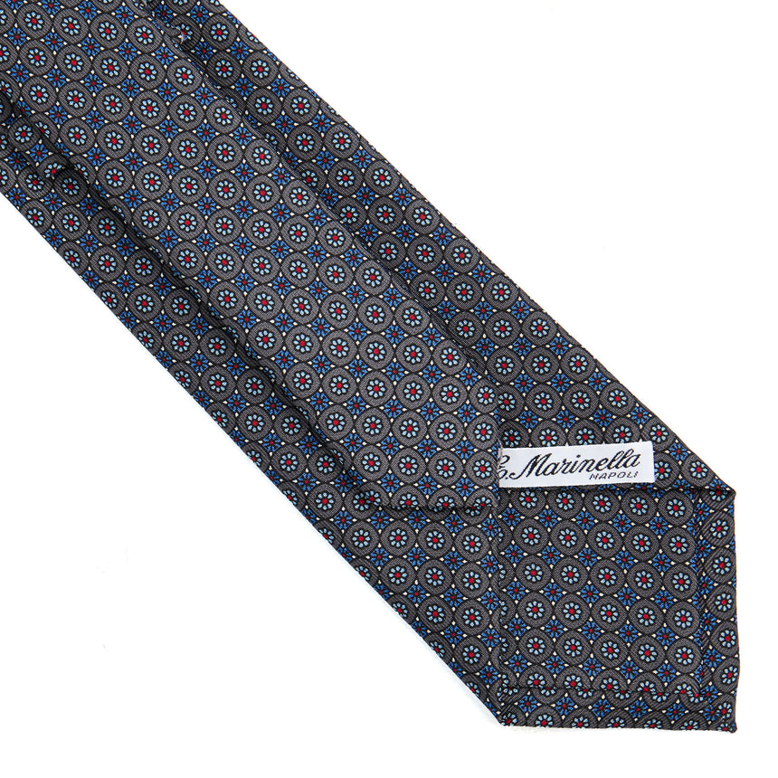 CRAVATTA SARTORIALE IN SETA STAMPATA GRIGIO CHIARO