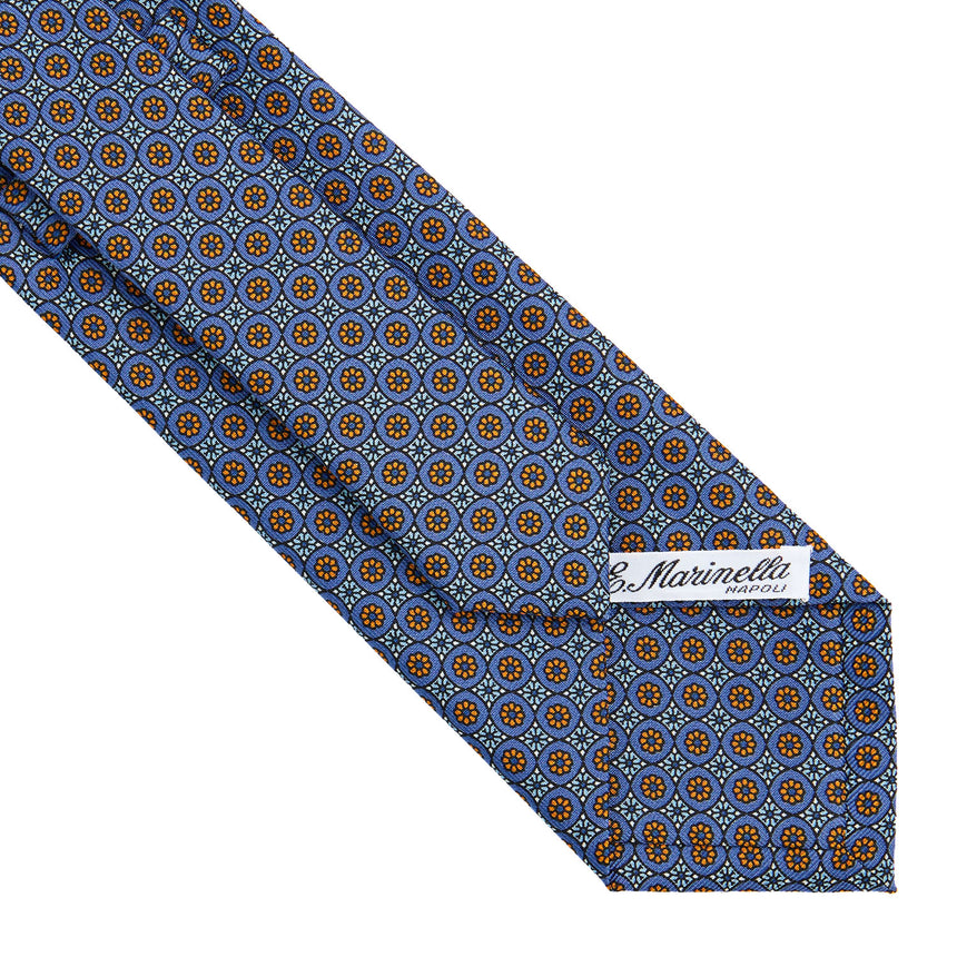 CRAVATTA SARTORIALE IN SETA STAMPATA AZZURRO POLVERE