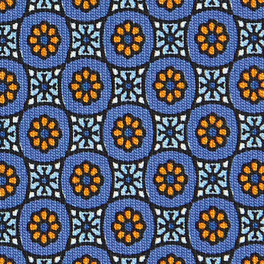 CRAVATTA SARTORIALE IN SETA STAMPATA AZZURRO POLVERE