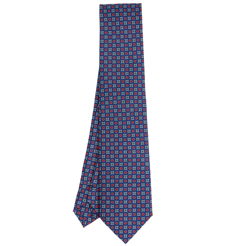 CRAVATTA SARTORIALE IN SETA STAMPATA BLU