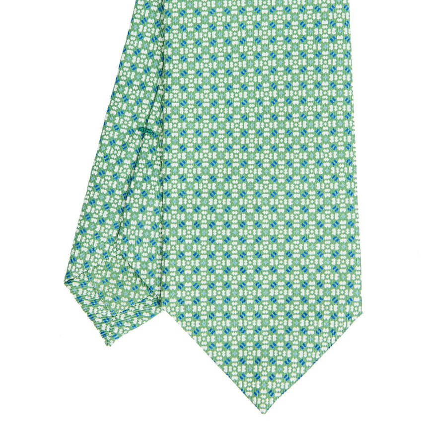 CRAVATTA SARTORIALE IN SETA STAMPATA VERDE CHIARO