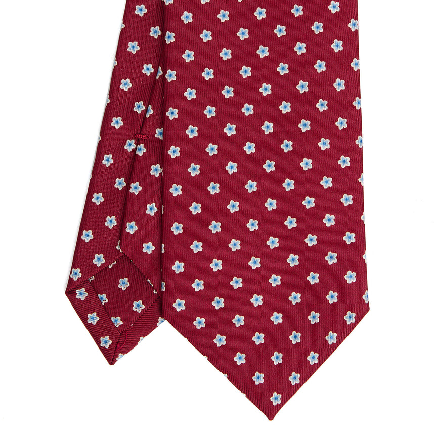 CRAVATTA SARTORIALE IN SETA STAMPATA BORDEAUX