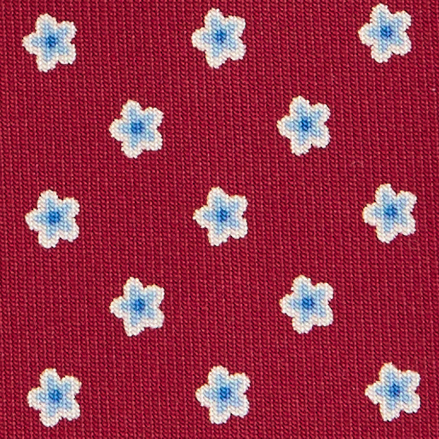 CRAVATTA SARTORIALE IN SETA STAMPATA BORDEAUX