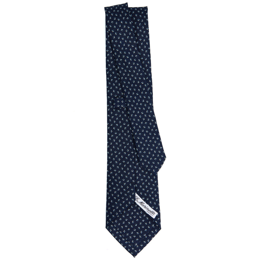 CRAVATTA SARTORIALE IN SETA STAMPATA BLU SCURO