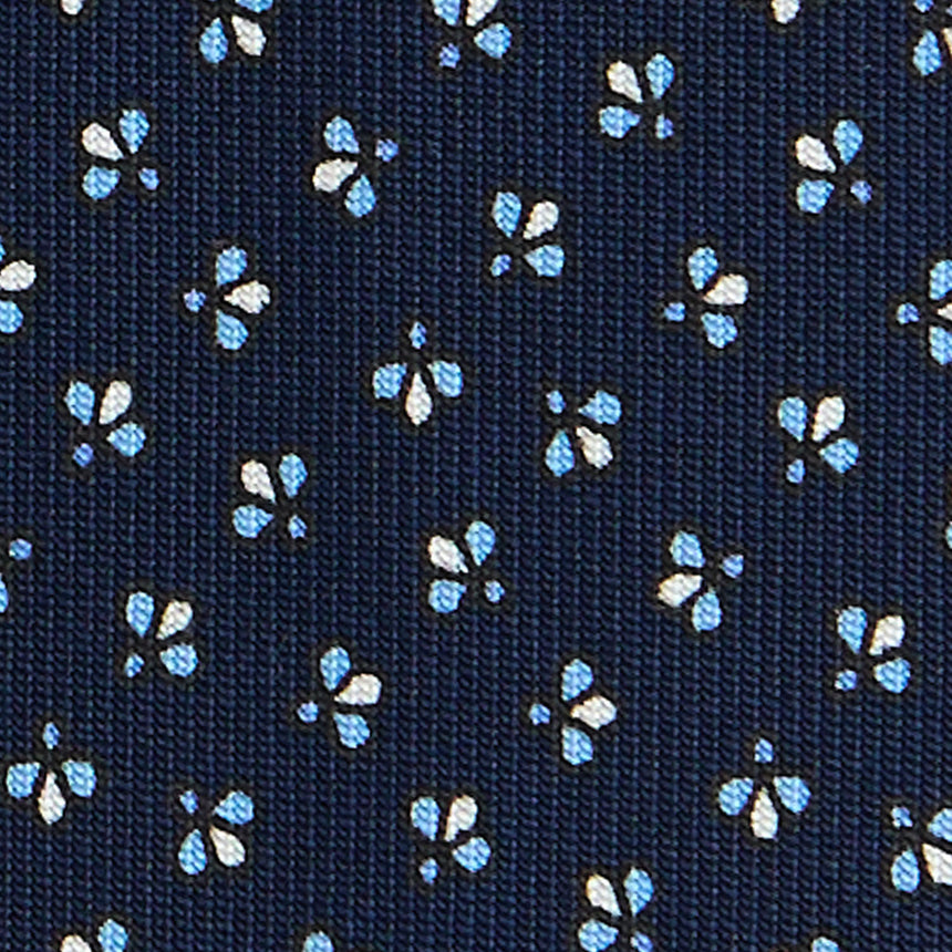 CRAVATTA SARTORIALE IN SETA STAMPATA BLU SCURO