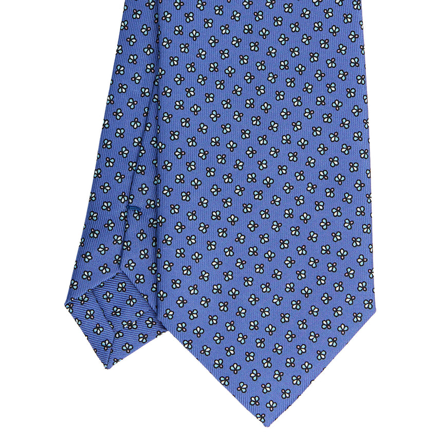 CRAVATTA SARTORIALE IN SETA STAMPATA AZZURRO POLVERE
