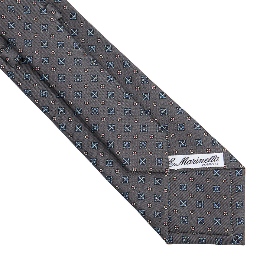 CRAVATTA SARTORIALE IN SETA STAMPATA GRIGIO SCURO