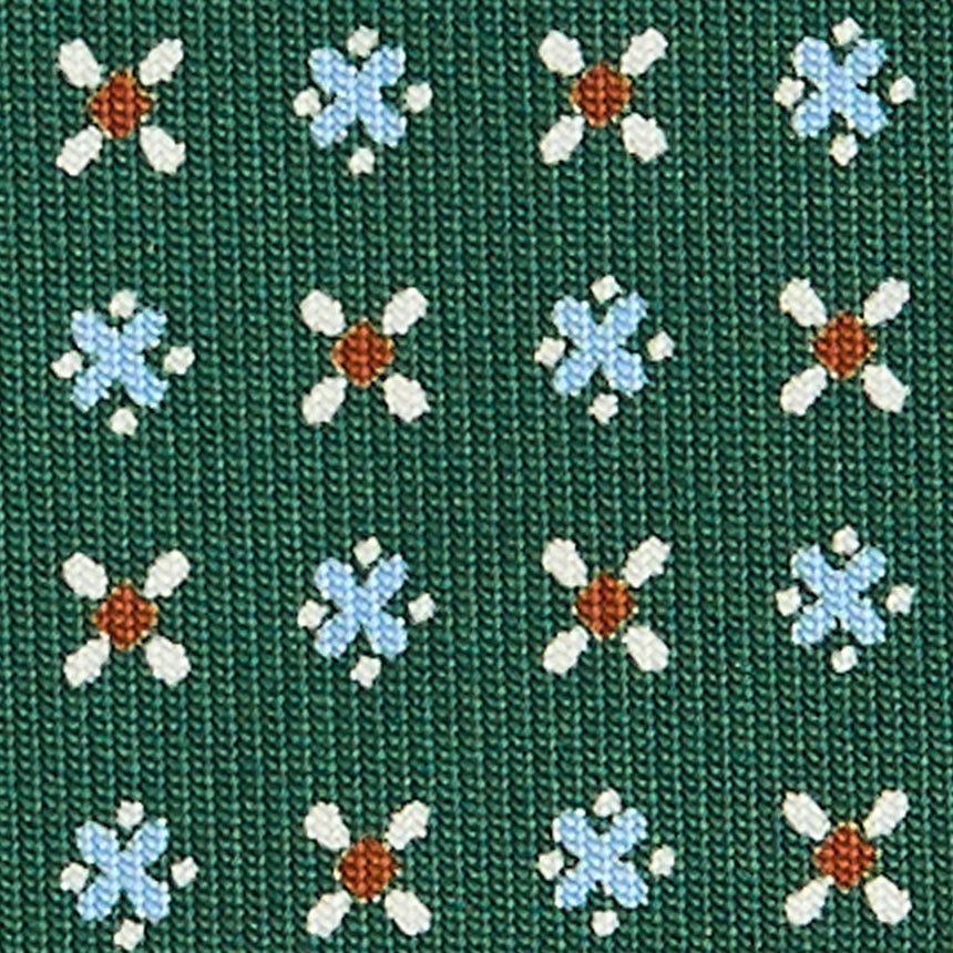 CRAVATTA SARTORIALE IN SETA STAMPATA VERDE SCURO