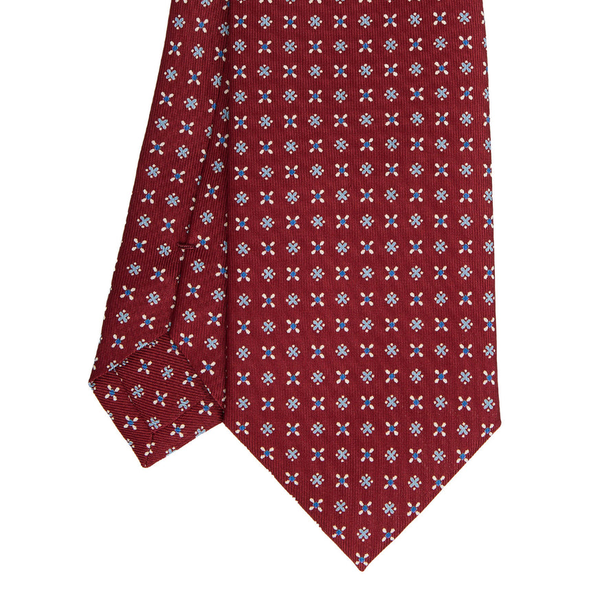 CRAVATTA SARTORIALE IN SETA STAMPATA BORDEAUX