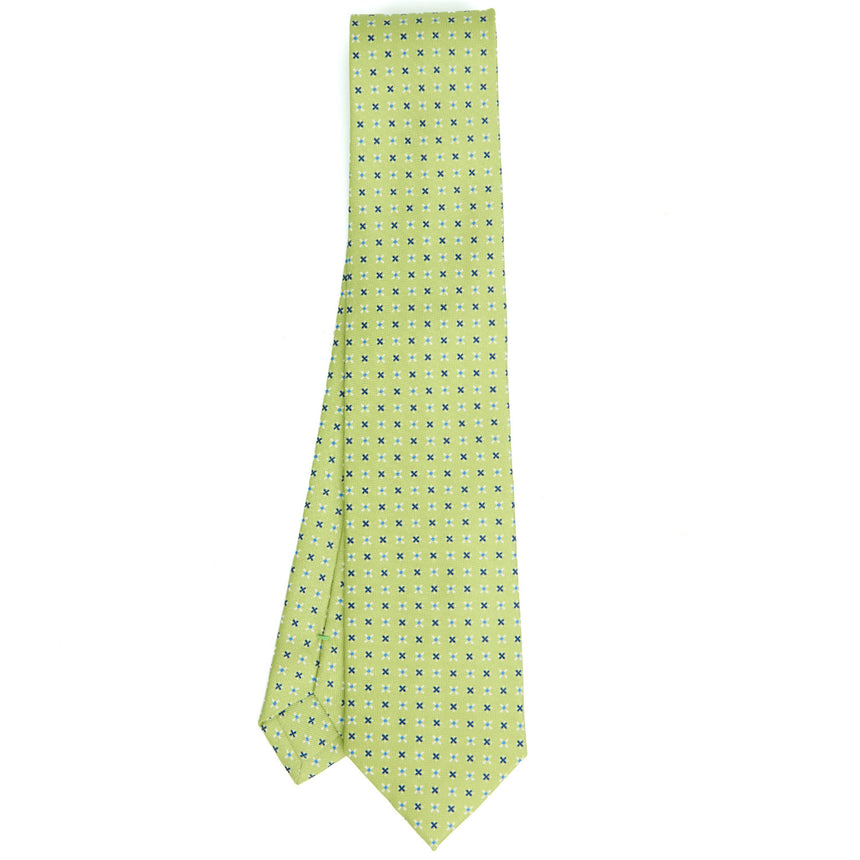 CRAVATTA SARTORIALE IN SETA STAMPATA VERDE CHIARO