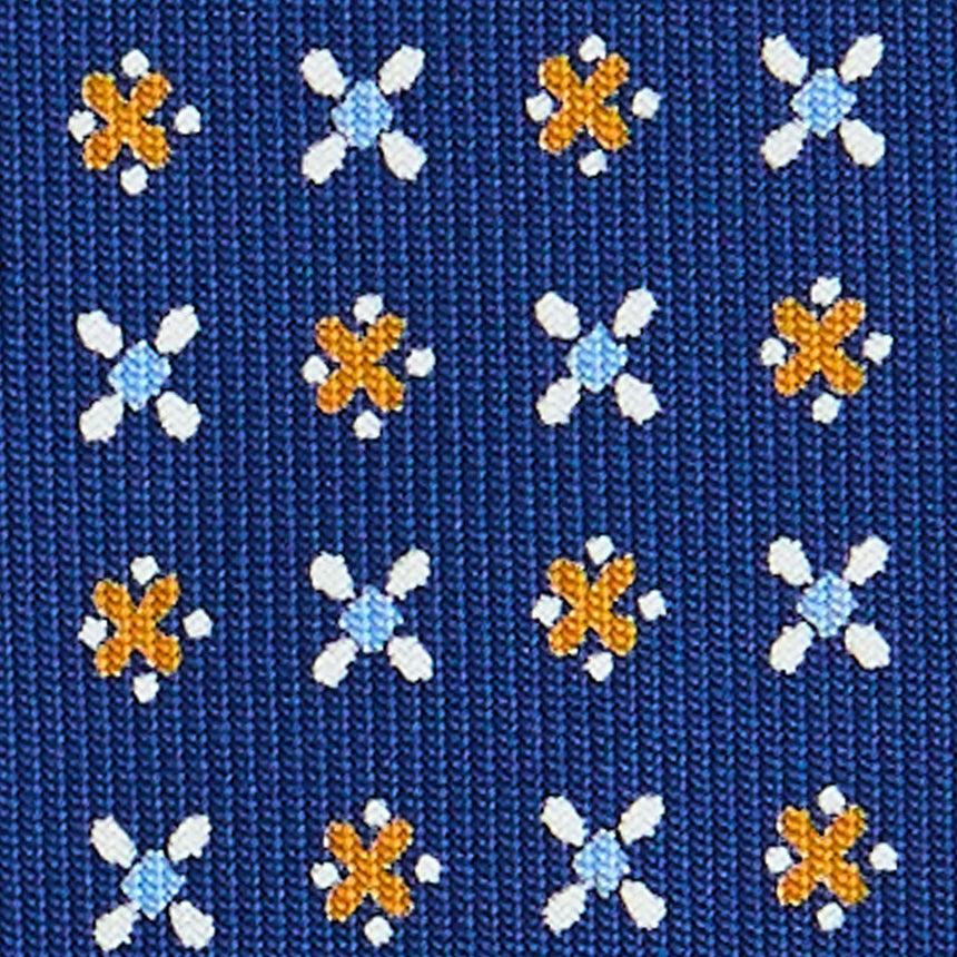 CRAVATTA SARTORIALE IN SETA STAMPATA BLU