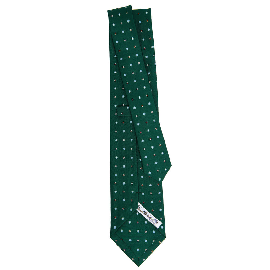 CRAVATTA SARTORIALE IN SETA STAMPATA VERDE SCURO