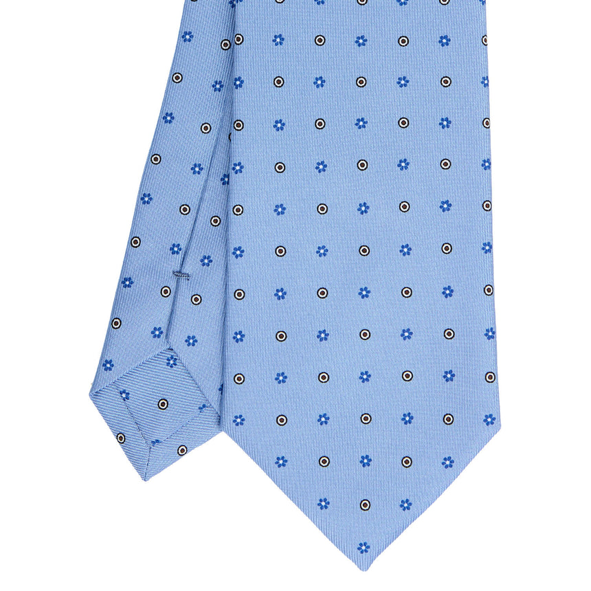 CRAVATTA SARTORIALE IN SETA STAMPATA AZZURRA