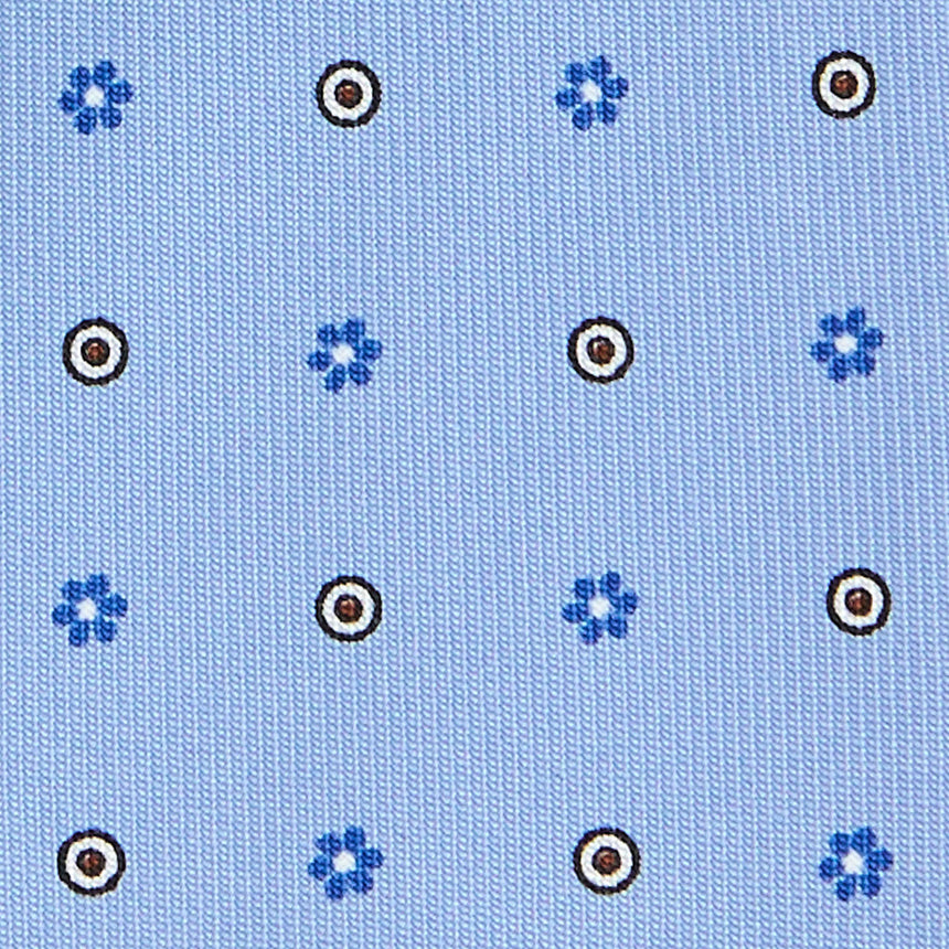 CRAVATTA SARTORIALE IN SETA STAMPATA AZZURRA