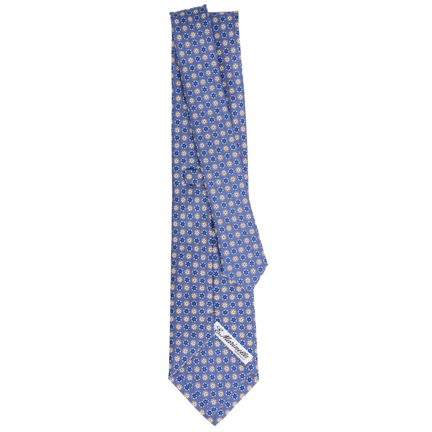 CRAVATTA SARTORIALE IN SETA STAMPATA AZZURRO POLVERE