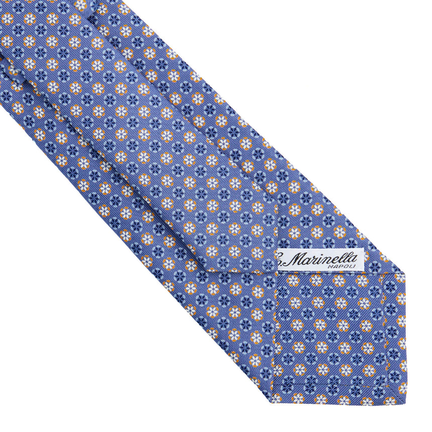 CRAVATTA SARTORIALE IN SETA STAMPATA AZZURRO POLVERE