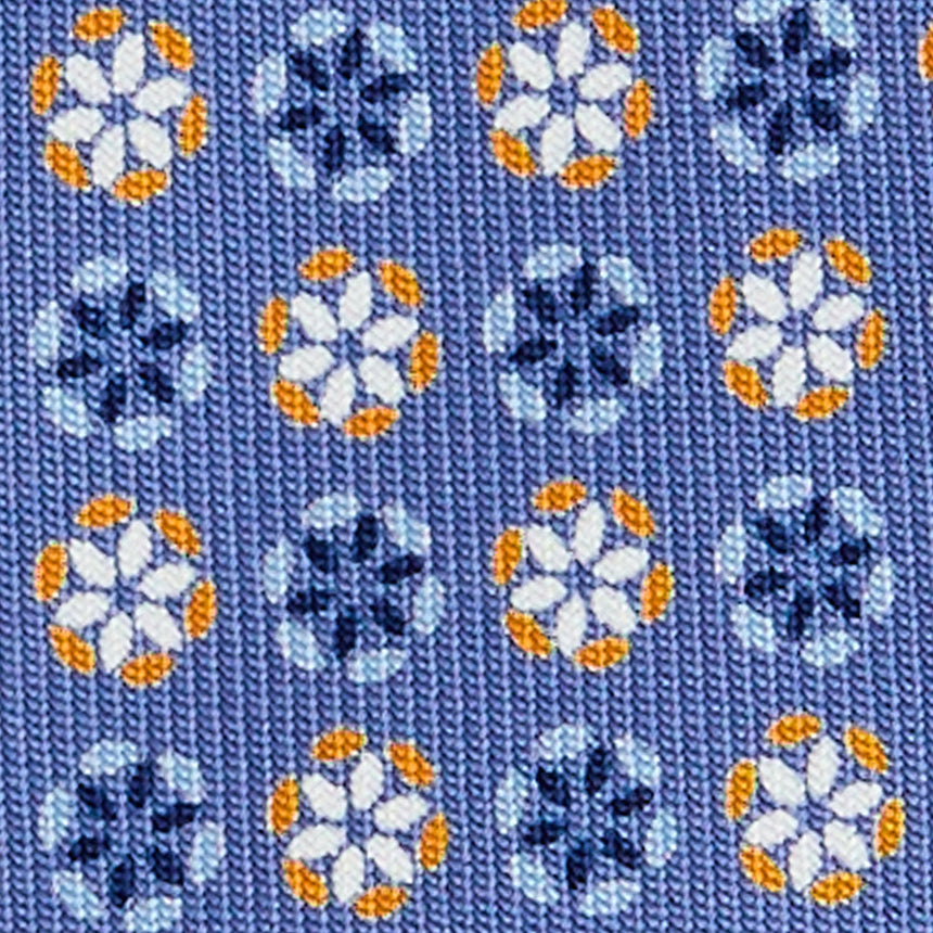 CRAVATTA SARTORIALE IN SETA STAMPATA AZZURRO POLVERE