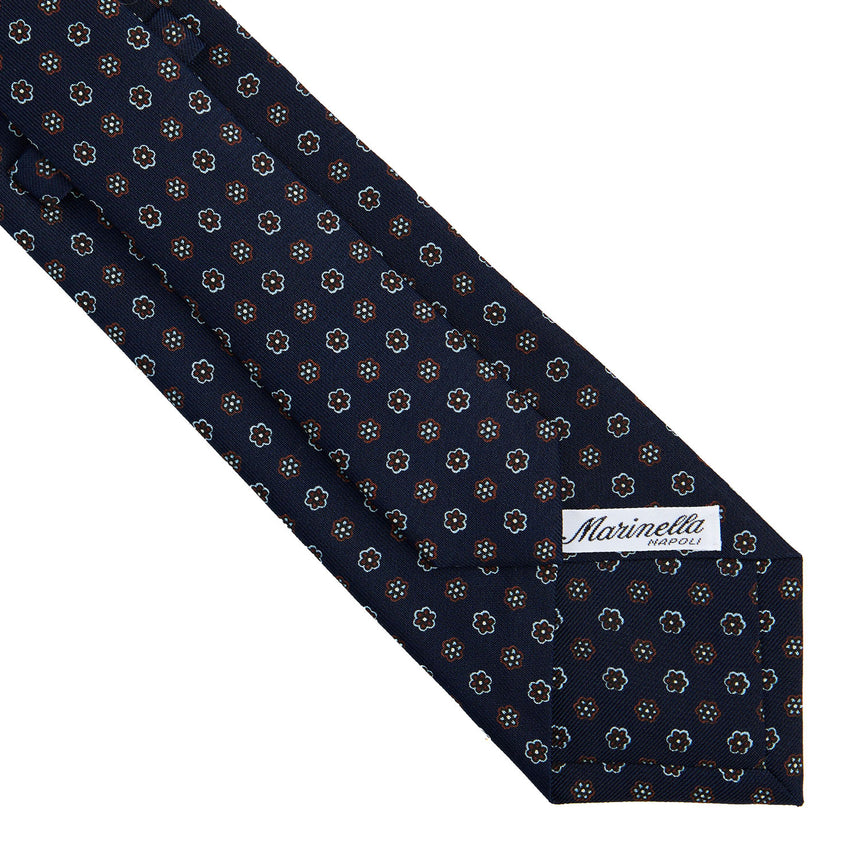DARK BLUE SARTORIAL PRINTED SILK TIE