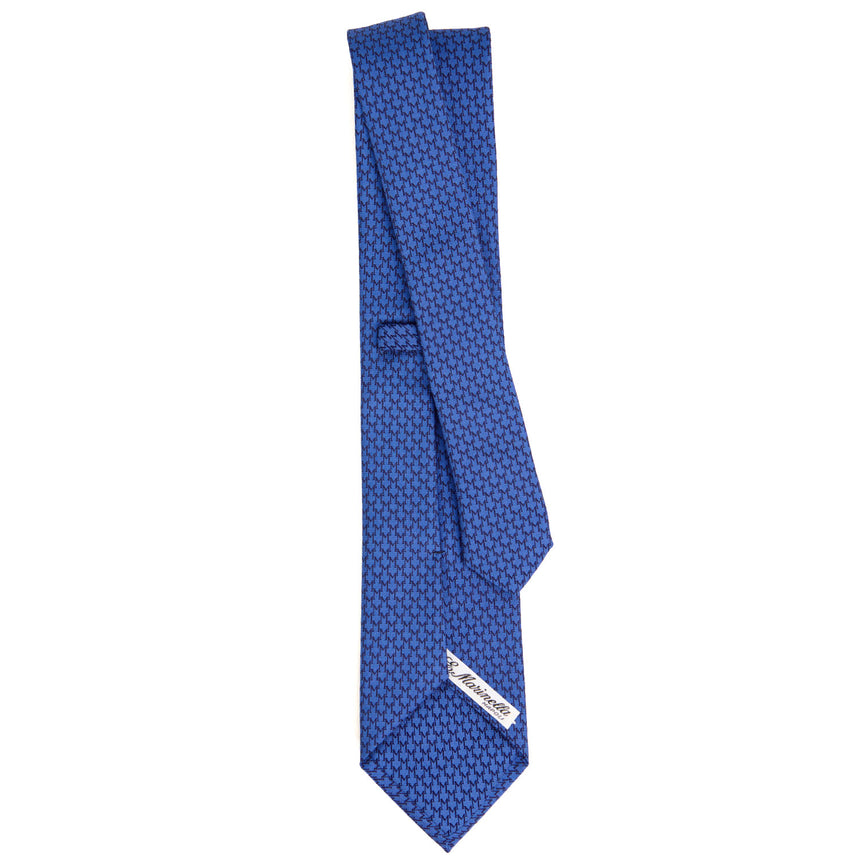 CRAVATTA SARTORIALE IN SETA STAMPATA BLU
