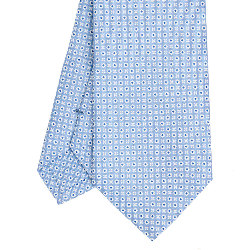 CRAVATTA SARTORIALE IN SETA STAMPATA AZZURRO