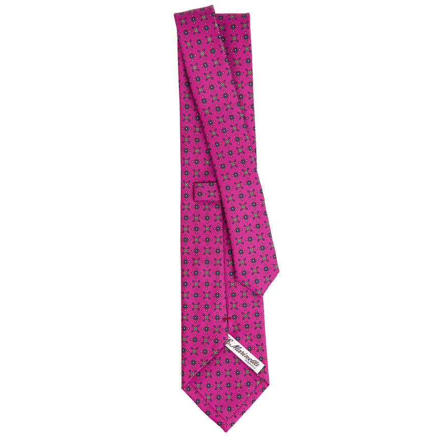 CRAVATTA SARTORIALE IN SETA STAMPATA FUCSIA